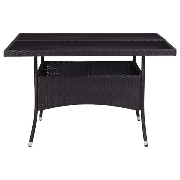 vidaXL havebord, sort, polyrattan og glas