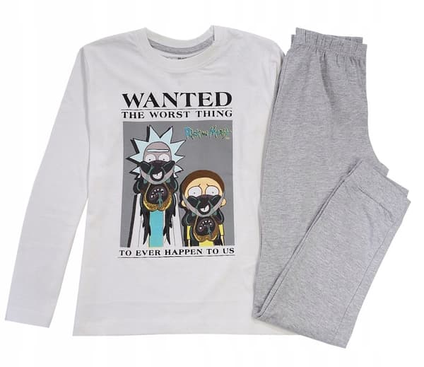 Rick and Morty drengepyjamas bomuld langærmet grå 134