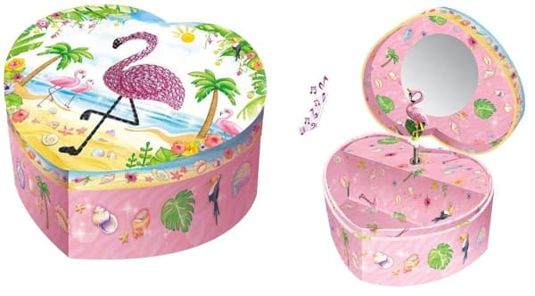 Flamingo hjerteformet spilledåse
