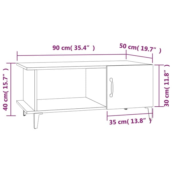 vidaXL sofabord brunt egetræ 90x50x40 cm