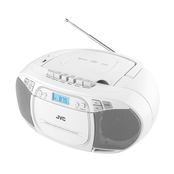 JVC Högtalare RC-E451W vit Bluetooth 5.0 CD USB kassett FM 2×1.6 W