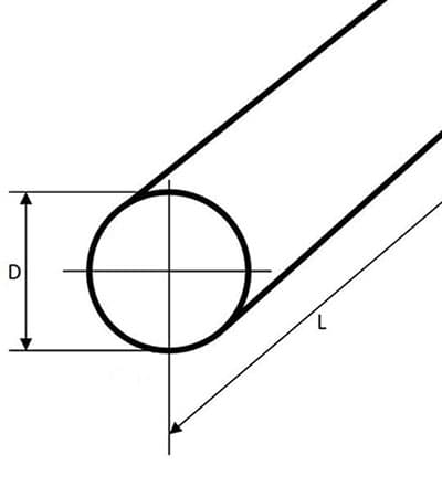 Dragen rund stålstång, diameter 35 mm, 500 mm