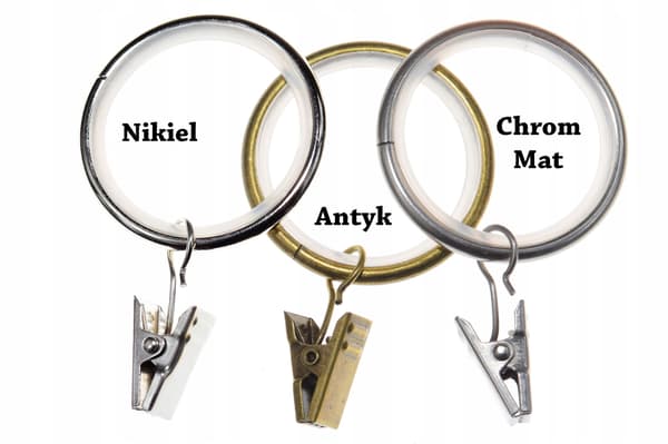 Lydløse ringe med klips, diameter 37 mm, Antikke metalgardinstænger, 100 stk.