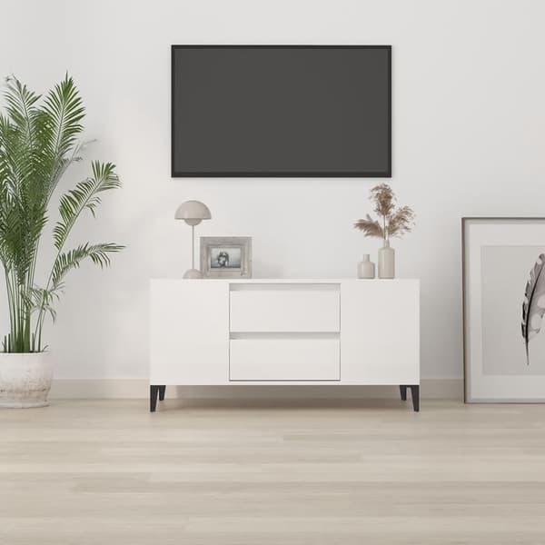vidaXL TV-skåp högglansvit 102x44,5x50 cm