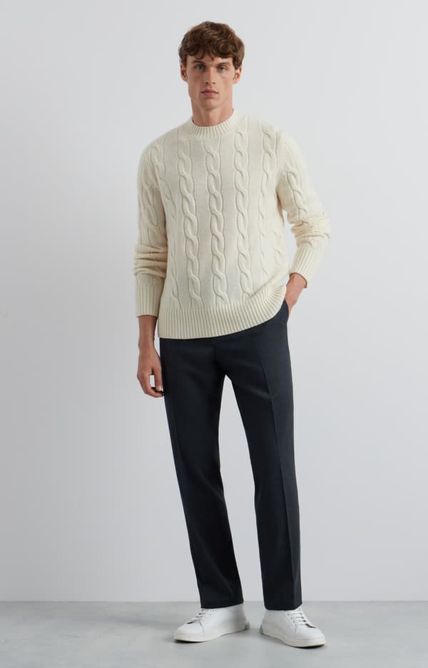 Kabelstrikket sweater XXL