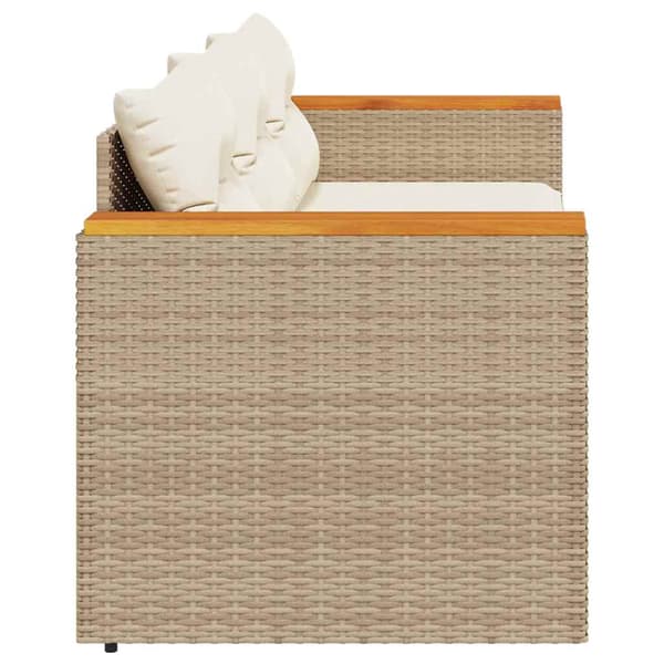 vidaXL 3-sits trädgårdssoffa med kuddar, beige, polyrotting