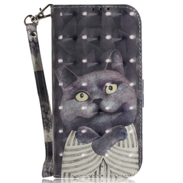 Flip cover til Samsung Galaxy A25 5G, Pung, Kat, grå + 9H glas