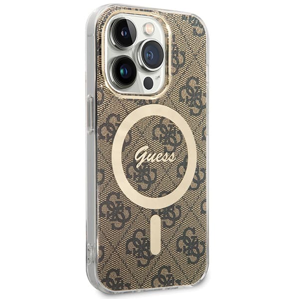 Guess IML 4G MagSafe-etui til iPhone 15 Pro, brun