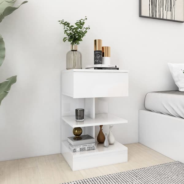 vidaXL Sängbord, set om 2, högglans, vit, 40x35x65 cm, MDF