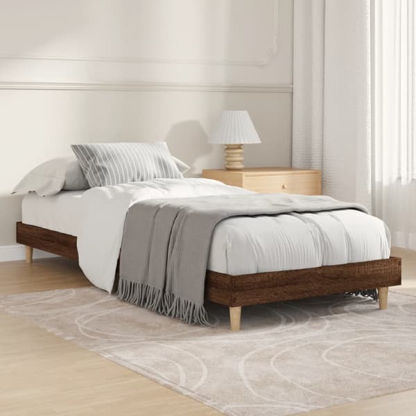 vidaXL Seng uden madras, brun eg, 75x190 cm