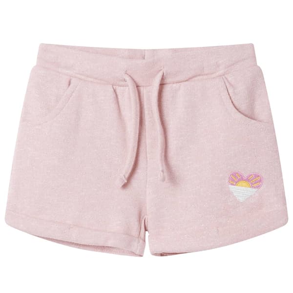 Barnshorts med dragsko, ljusrosa melerade, 116