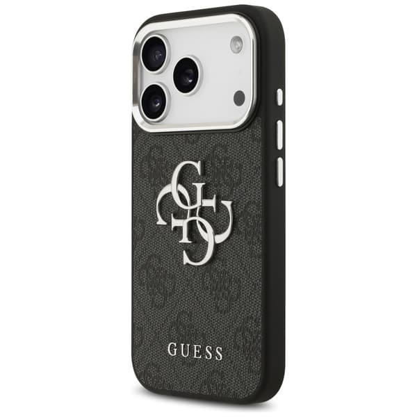Guess 4G Big 4G Classic Logo-cover til iPhone 17 Pro, sort sølv