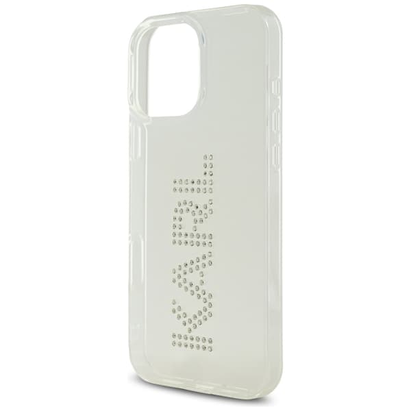 Karl Lagerfeld IML Strass Logo iPhone 16 Pro -kotelo, läpinäkyvä