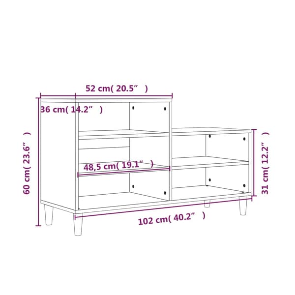 vidaXL skoskab brunt egetræ 102x36x60 cm
