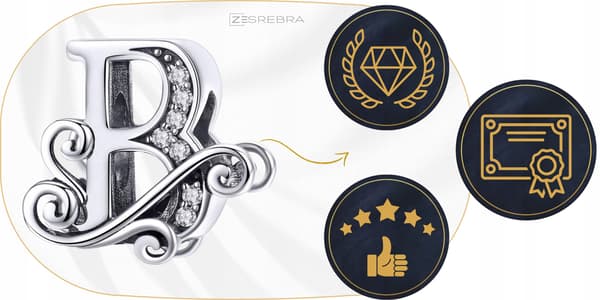 Berlocker bokstaven B silver 925 bokstav silverpärla hänge berlocker pr 925