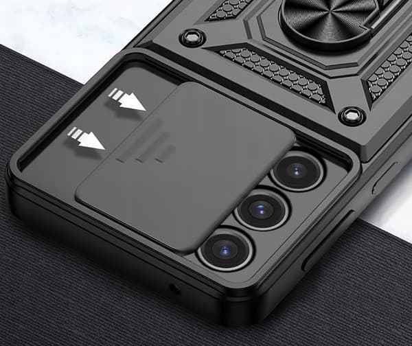 Etui til Samsung Galaxy S24 FE ARMOR SLIDE RING FORSTÆRKET ETUI + 9H GLAS
