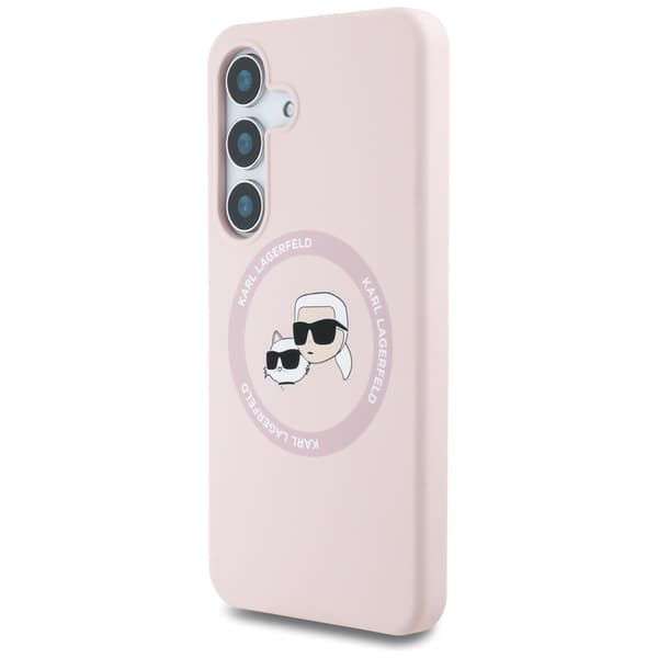 Karl Lagerfeld Silikone Dobbelthoved Og Circle MagSafe-Etui til Galaxy S25+, Pink
