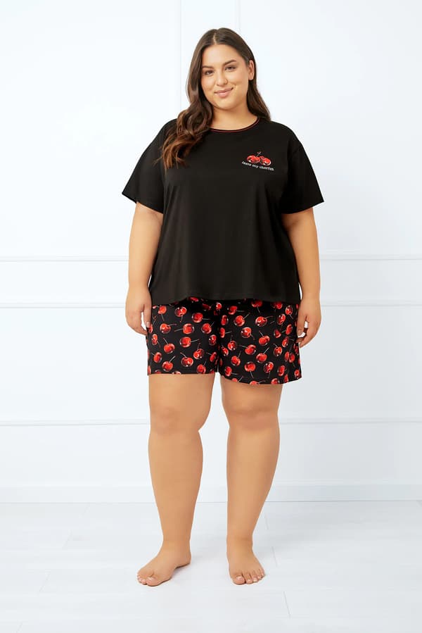 Dame pyjamas med korte ærmer, korte bukser Cherry M