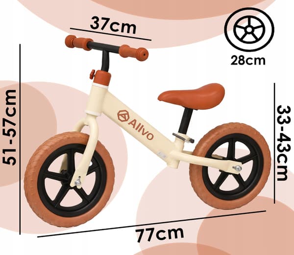 Allvo 12" Børne Balancecykel Beige ALV-U896N