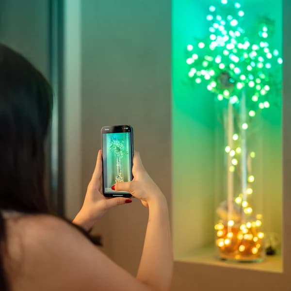Twinkly Strings USB-C lyssnöre - 100 RGB LED-lampor, 6m, grön fläta