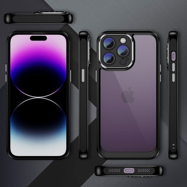 iPhone 15 Pro -kotelo, ERBORD-iskunvaimennussuoja, musta