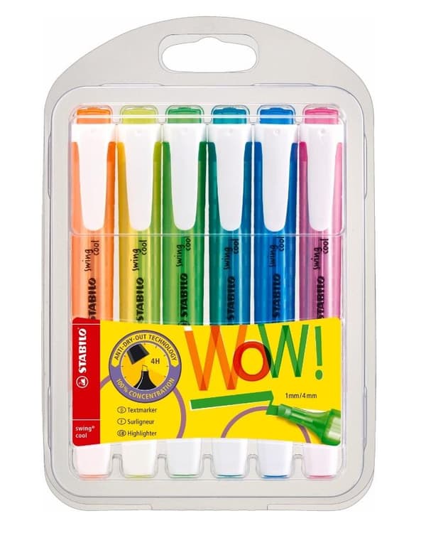 STABILO Swing Cool overstregningstusch, 6 farver