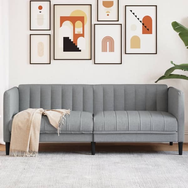 vidaXL 2-sitssoffa, ljusgrå, klädd i tyg