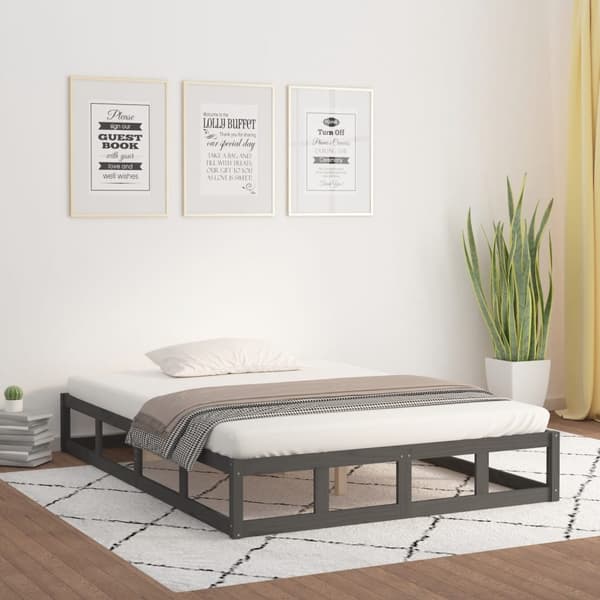 vidaXL sengestel grå 150x200 cm massivt træ