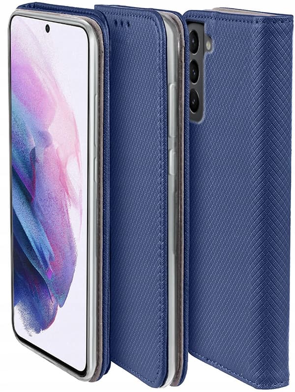 Etui til Samsung Galaxy S21 FE SMART MAGNET BOOK MARINEBLÅ + GLAS