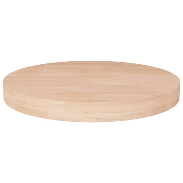 vidaXL rund bordplade Ø50x4 cm rå egetræ