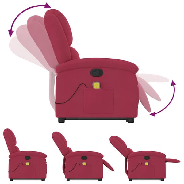 vidaXL Lyftbar massagefåtölj vinröd sammet