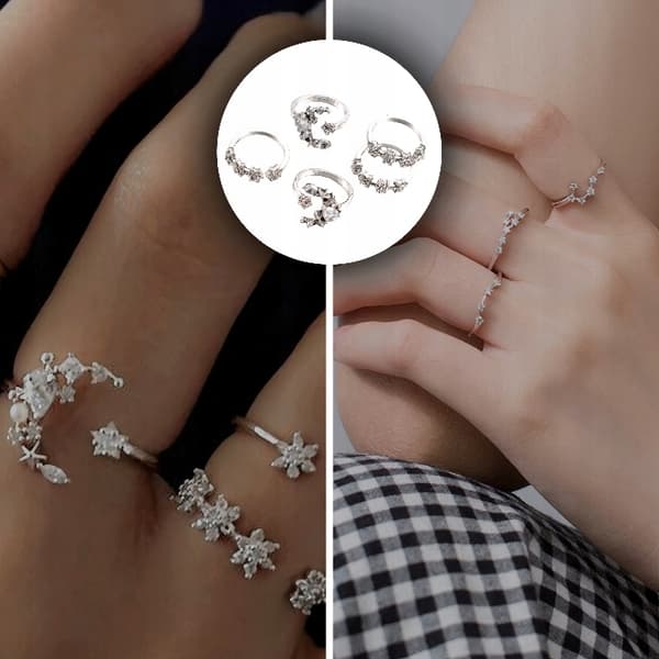 sølvring sæt af sølvringe zirkoner moderigtig boho