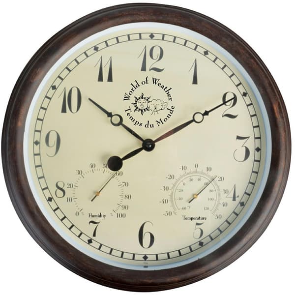 Väggklocka med termometer och hygrometer 38 cm