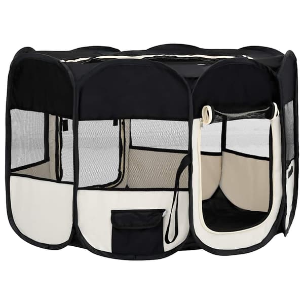 vidaXL foldbart hundebur med bærepose sort 125x125x61 cm