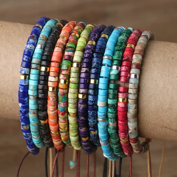 Armbandspärlor Natursten Grön Jaspis 2 x 4 mm Justerbar