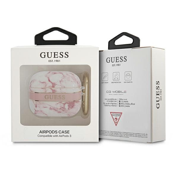Guess Marble Strap Collection AirPods 3 cover, pink