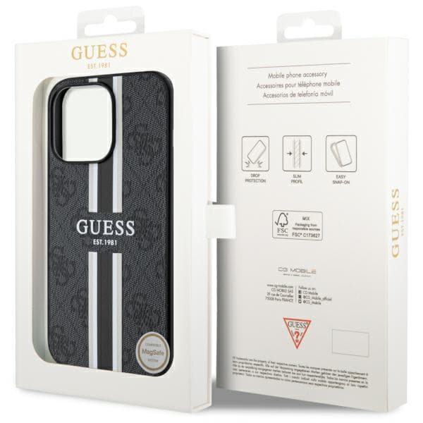 Guess 4G Printed Stripes MagSafe-etui til iPhone 13 Pro / 13, sort