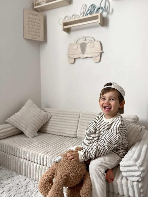 Montessori Comfort Waffle Beige Mini Leksoffa