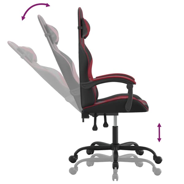 vidaXL gamingstol, sort og bordeaux, kunstlæder