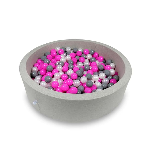 Tør pool 110x30cm lysegrå med 400 bolde: pink, perlemor, grå