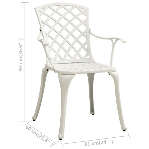 vidaXL havestole 2 stk. støbt aluminium hvid