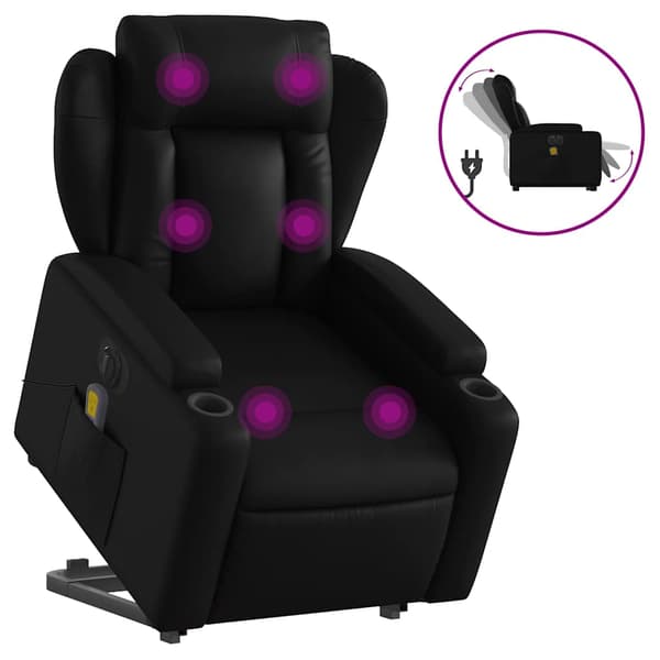 vidaXL elektrisk lænestol med massage, sort
