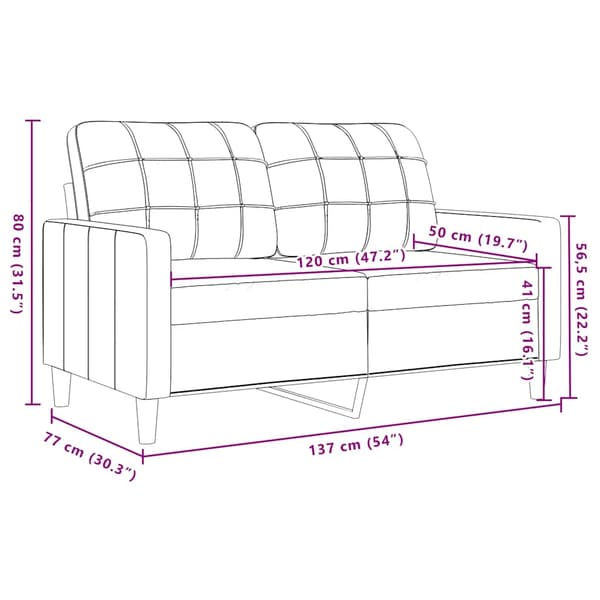 vidaXL 2-sitssoffa krämfärgad 120 cm klädd i sammet