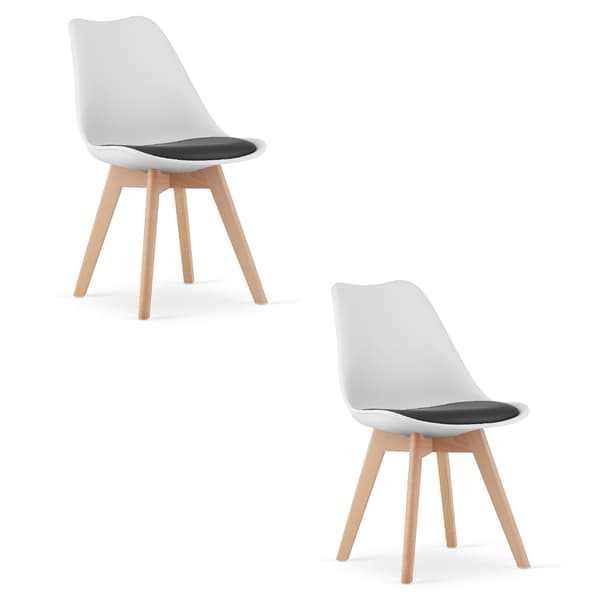 MARK stol sort og hvid / naturlige ben x 2
