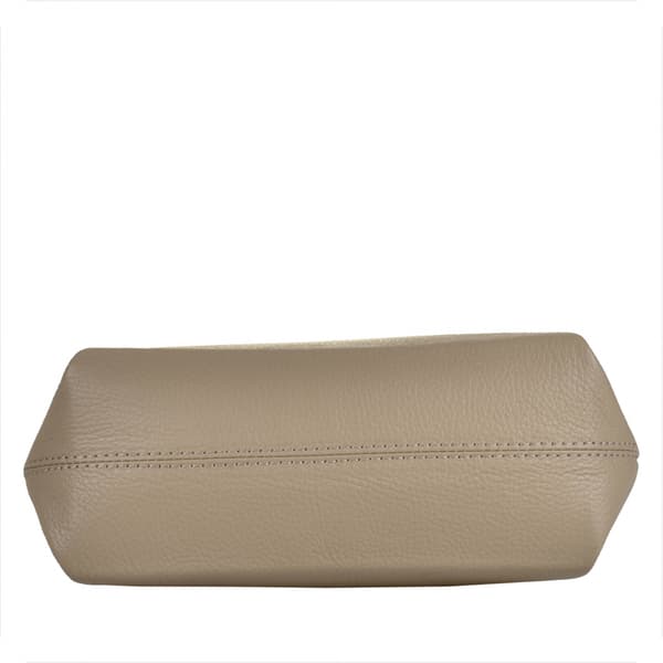 Beige damhandväska i äkta läder med retrospänne