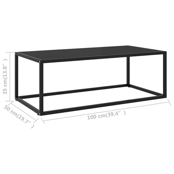 vidaXL sofabord, sort, sort glas, 100x50x35 cm