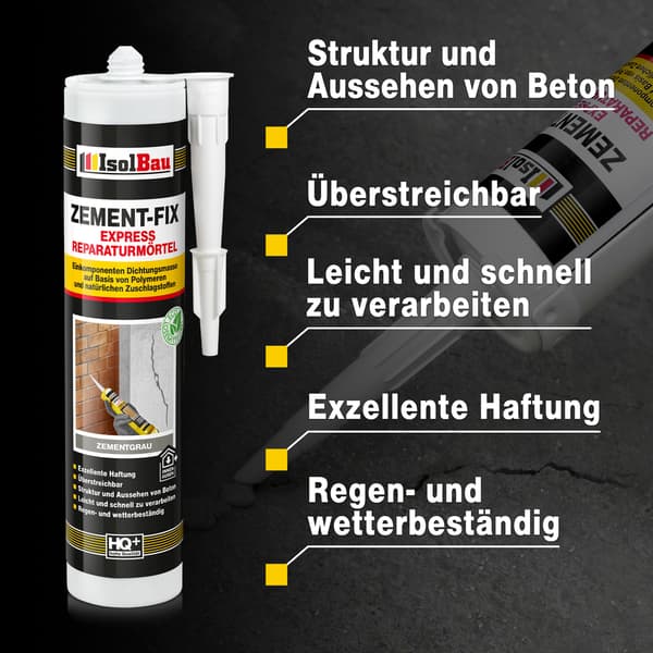 IsolBau Zement-Fix Cement Grå Reparations- og Forseglingsmørtel 4 x 300 ml