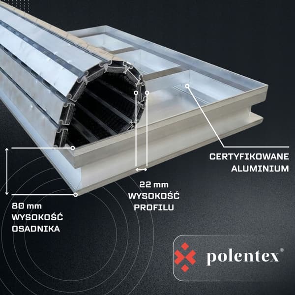 POLENTEX ALUMINIUM DØRMÅTTE C22 BØRSTE/SORT GUMMI 75x50 + SEDIMENTBOX