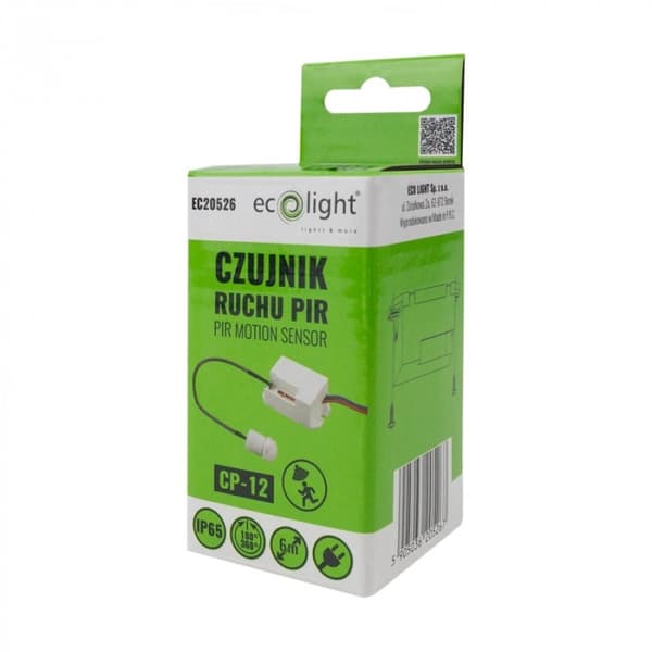 PIR-rörelsesensor med utomhusprob 800W 360° 230V 6m Vit EcoLight