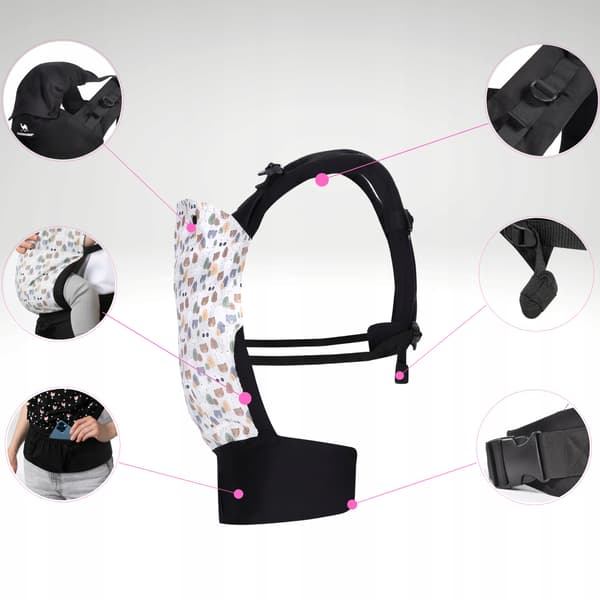 Ergonominen kantokantolaite Urban 100% puuvillaa Panda
